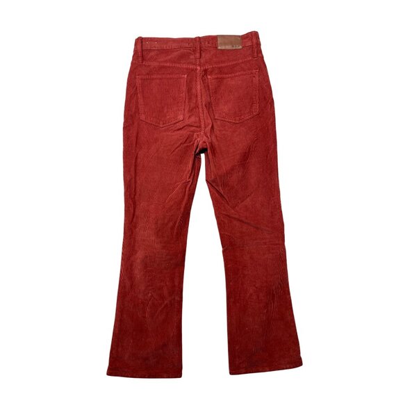 Madewell Cali Demi-Boot Corduroy Pants 26 Rust Red High-Rise Button Fly Flare - Picture 4 of 16